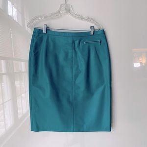 Vintage Aqua Leather Short-Midi Skirt